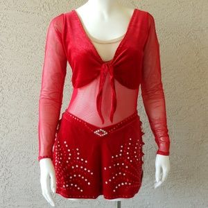 VINTAGE Red Velvet Dance Costume